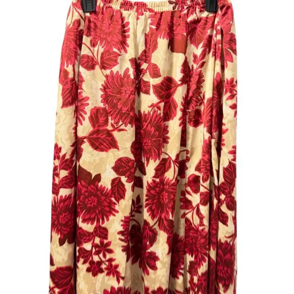 Cupio Floral Print Maxi Skirt Sz L Beige Multi Skirt - Picture 9 of 12